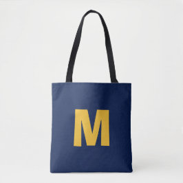 Bolsa Tote Monograma inicial moderno e elegante em amarelo e 