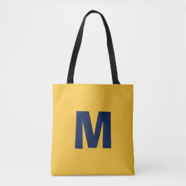 Bolsa Tote Monograma inicial moderno e elegante em amarelo e 