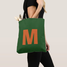 Bolsa Tote Monograma inicial moderno e elegante em verde e la