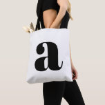 Bolsa Tote Monograma Inicial Simples Boho Branco Retro Negrit<br><div class="desc">Bolsa Tote Monograma Inicial Simples Boho Branco Retro Negrito</div>