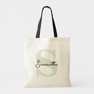 Bolsa Tote Monograma Inicial Verde Personalizado Moderno e El