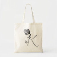 Monograma K manuscrito com Rosa