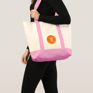 Bolsa Tote Monograma - laranja e rosa