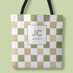 Bolsa Tote Monograma - Leitura Verde Moderna Simples