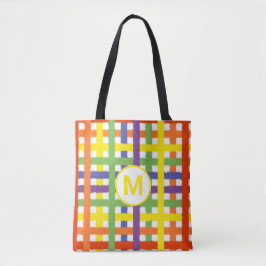 Bolsa Tote Monograma - Letra Summer Beach, Diversão, Xadrez a