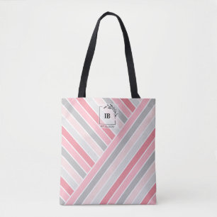Bolsa Tote Monograma Listrada Tons de Rosa