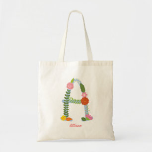 Bolsa Tote Monograma lunático rústico da flor (a)