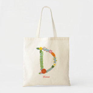 Bolsa Tote Monograma lunático rústico da flor (d)