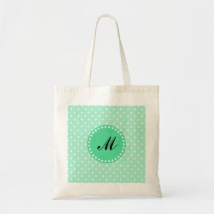 Bolsa Tote Monograma Magic Mint e Bolinhas Branca