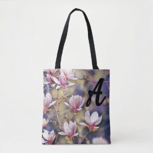 Bolsa Tote Monograma Magnólia rosa ramificador de água púrpur