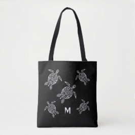 Bolsa Tote Monograma Marítimo Costeiro Branco Negro