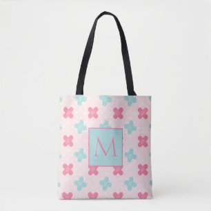 Bolsa Tote Monograma médico rosa e azul