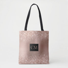 Bolsa Tote Monograma Metálico de Lâmpada Dourada Glitter