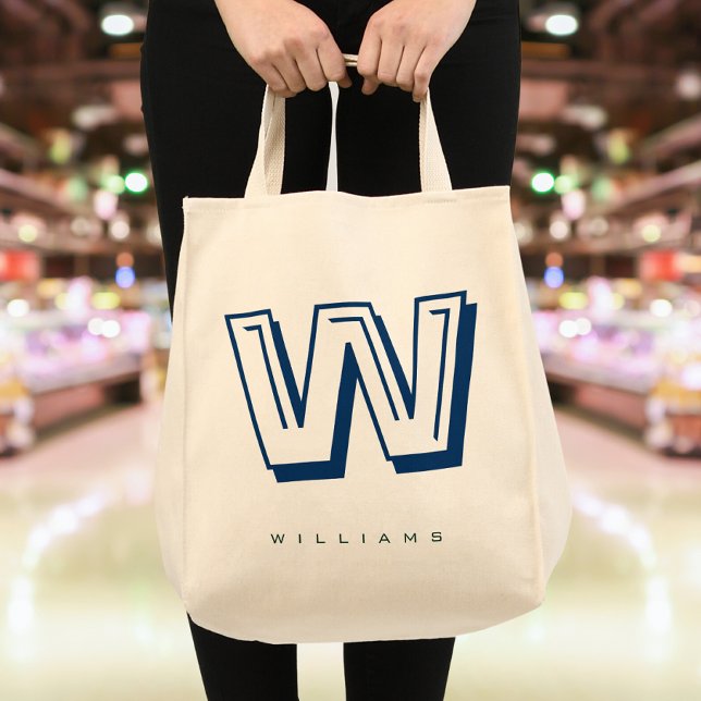 Bolsa Tote Monograma Minimalista Moderna (Criador carregado)