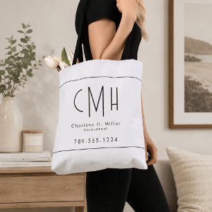 Bolsa Tote Monograma Minimalista Moderno Profissional