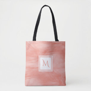 Bolsa Tote Monograma Moderno de Marble Sutil Cor-de-rosa Simp