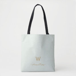 Bolsa Tote Monograma Moderno em Verde Sage e Dourado