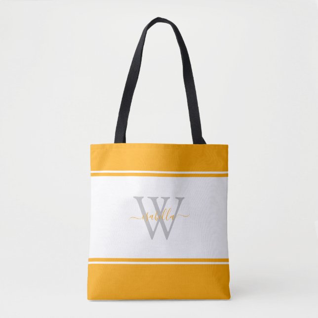 Bolsa Tote Monograma Moderno Feminino Laranja (Frente)