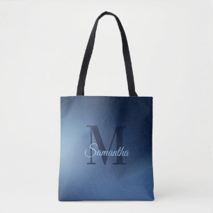 Bolsa Tote Monograma Moderno Nome Blue Ombro