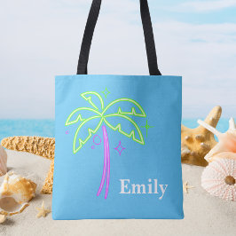 Bolsa Tote Monograma Moderno - Trendy Palm Tree Cute