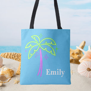 Bolsa Tote Monograma Moderno - Trendy Palm Tree Cute