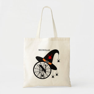 Bolsa Tote Monograma N Halloween Bruxas Aranha Seu Nome