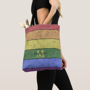 Bolsa Tote Monograma negro angustiado do orgulho LGBT da Vint