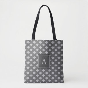Bolsa Tote Monograma no padrão geométrico de diamante cinza c