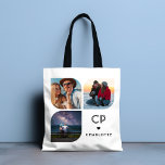 Bolsa Tote Monograma Nome 3 Foto Moderna Tendência Simples<br><div class="desc">Monograma Name 3 Foto Moderna Trendy Simple Tote Bags apresenta três das suas fotos favoritas com seu nome personalizado e monograma em um roteiro elegante e preto. Personalize editando o texto nas caixas de texto fornecidas. Perfeito para o aniversário, Natal, Dia de as mães, chás de fraldas, chás de panela,...</div>
