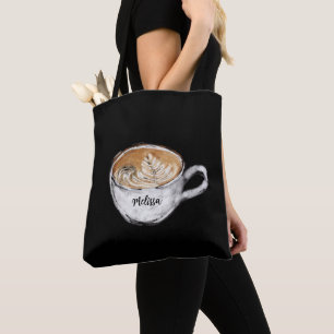 Bolsa Tote Monograma Nome Cappucccino Preto