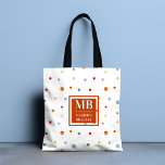 Bolsa Tote Monograma Nome Colorida Watercolor Bolinhas<br><div class="desc">Este design moderno apresenta um padrão colorido de bolinhas de aquarela em um fundo branco. Personalize com seu monograma e nome editando o texto na caixa de texto fornecido #personalizado #personalizedgifts #monograma #monograma #inicial #gifts #persongifts #travasbags #bolsas #acessórios #giftsforgirl</div>