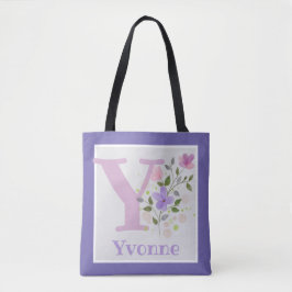 Bolsa Tote Monograma & Nome com Flores