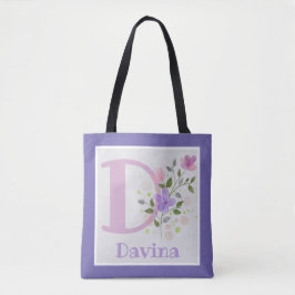 Bolsa Tote Monograma & Nome com Flores