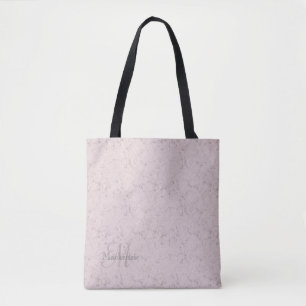 Bolsa Tote Monograma Nome personalizado Blush Pink Cinza