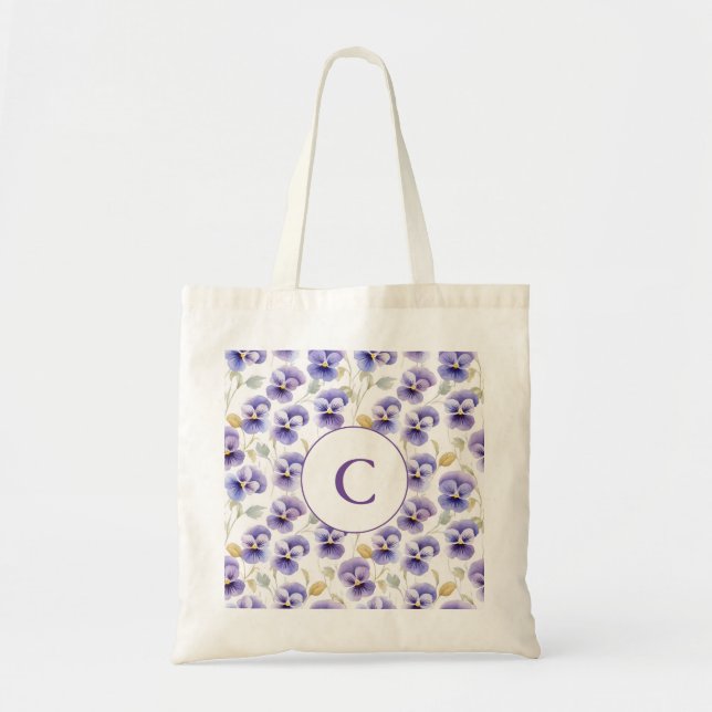 Bolsa Tote Monograma Pansy Flower Pansy Pansy (Frente)