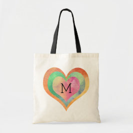 Bolsa Tote Monograma Pastel Watercolor Hearts