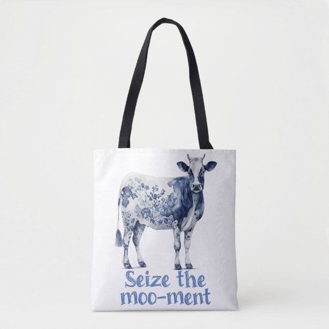 Bolsa Tote Monograma personalizado "Agarre o Mooment" (Frente)