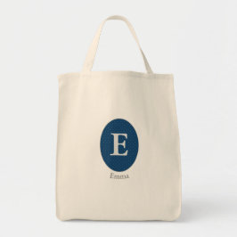 Bolsa Tote Monograma Personalizado Azul Elegante