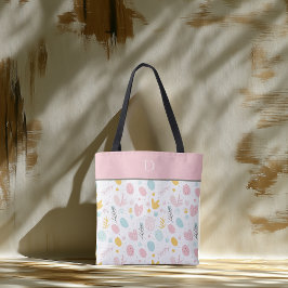 Bolsa Tote Monograma Personalizado com Botânica Pastel Capric
