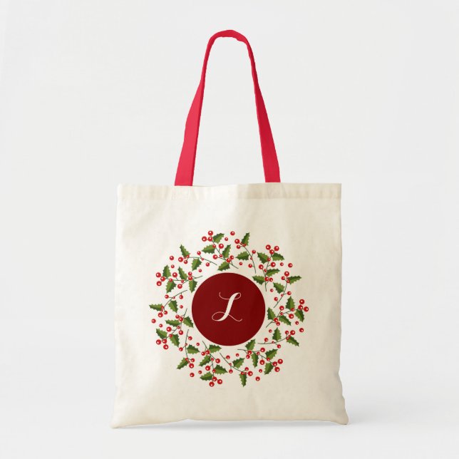Bolsa Tote Monograma Personalizado da Terra de Natal do Red B (Frente)