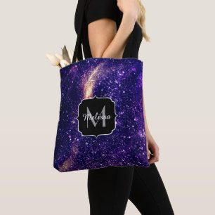 Bolsa Tote Monograma Personalizado de abstrato violeta roxa