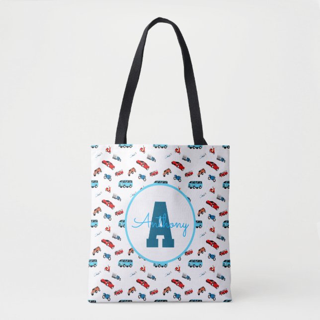 Bolsa Tote Monograma personalizado de aniversário de um rapaz (Frente)