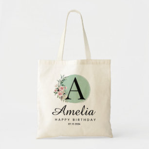 Bolsa Tote Monograma Personalizado de Aniversário Nome & Data