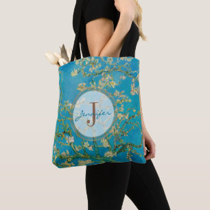 Bolsa Tote Monograma Personalizado de Árvore de Flor de Amê