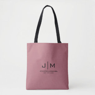 Bolsa Tote Monograma Personalizado de Casal de Noiva Rosegold