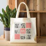 Bolsa Tote Monograma Personalizado de Colagem de Fotos em Bra<br><div class="desc">Você pode usar fotos do Instagram para este design. Use 6 fotos quadradas para criar um presente exclusivo e pessoal. Ou você pode ficar com o filhote hipster e fazer uma moda. Se precisar ajustar as fotos,  clique na ferramenta personalizar para fazer alterações.</div>