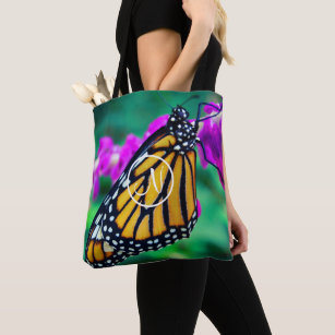 Bolsa Tote Monograma personalizado de foto de borboleta-monar
