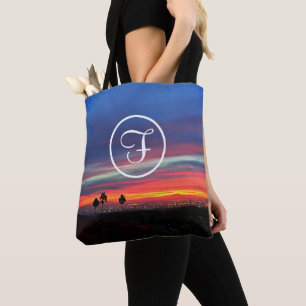 Bolsa Tote Monograma personalizado de fotos do nascer do sol,