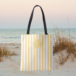 Bolsa Tote Monograma Personalizado de Stripe Francês Amarelo