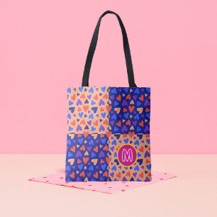 Bolsa Tote Monograma Personalizado Decora Kawaii Corações Max